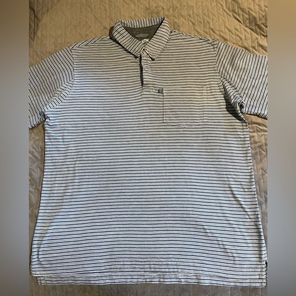 Duluth Trading Co striped polo shirt mens size‎ large blue pre-owned condition